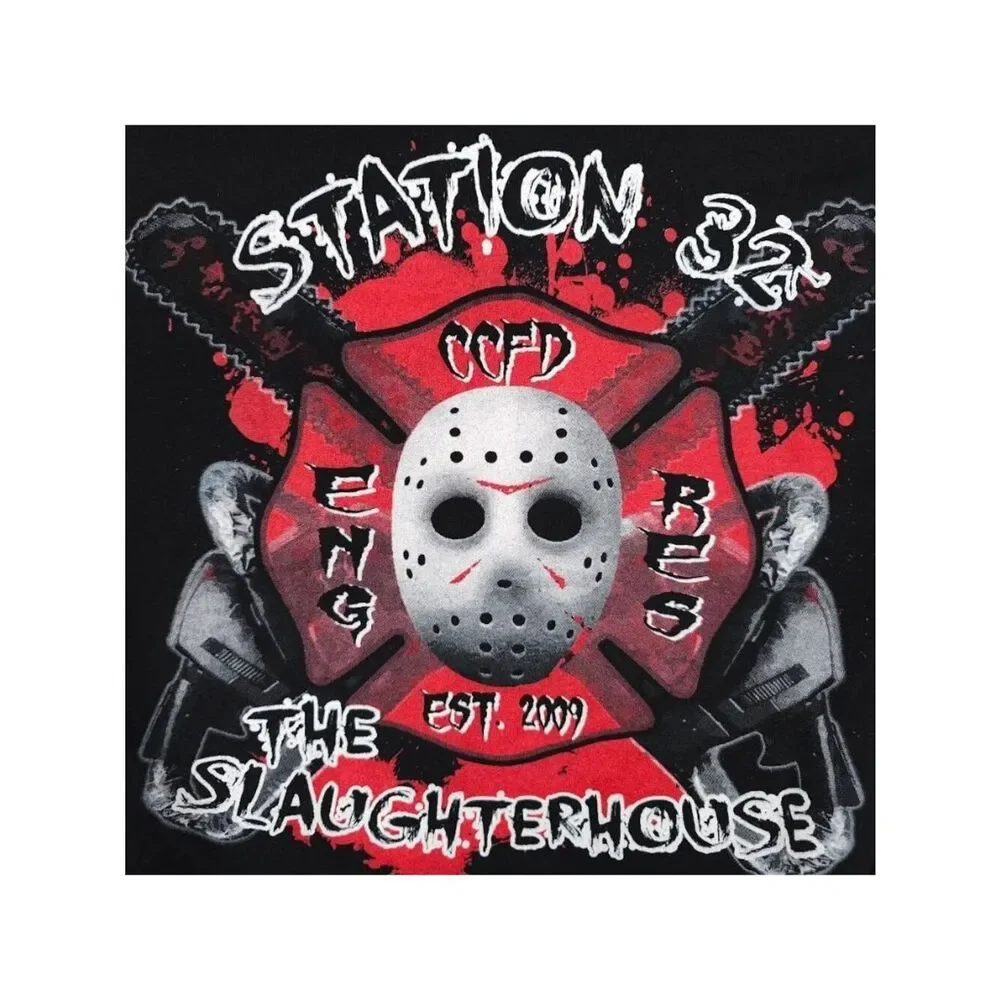 Vegas Firefighter T Shirt Mens Size Small Black Station 32 The Slaughterhouse